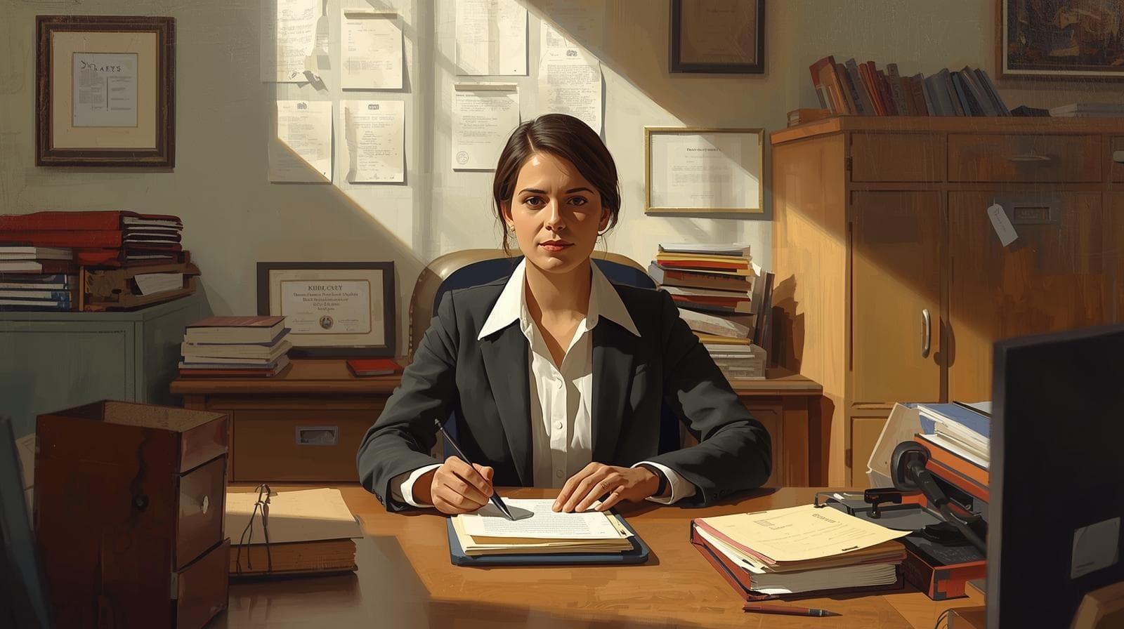 Attorney reviewing estate paperwork at a desk, summary administration in North Carolina